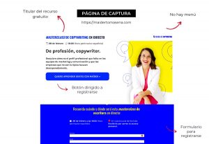 ejemplo página de captura